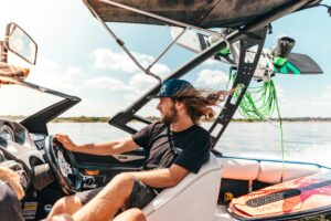 man boating on lake